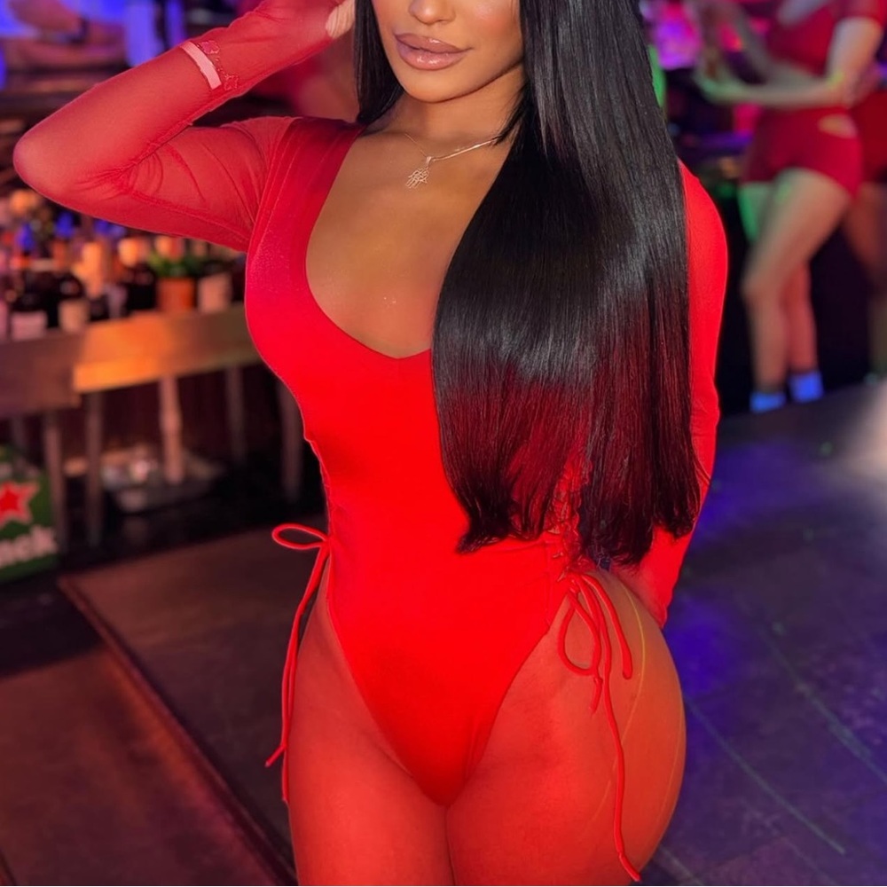 Custom Made Red Long Sleeve Bodysuit